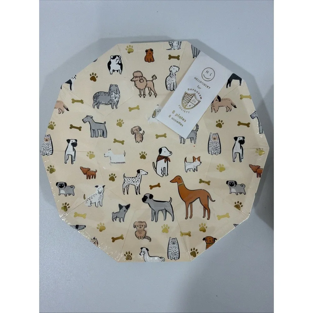 Daydream‎ Society Puppy Dog Theme 16 Party Small Cake Appetizer Plates 7.5